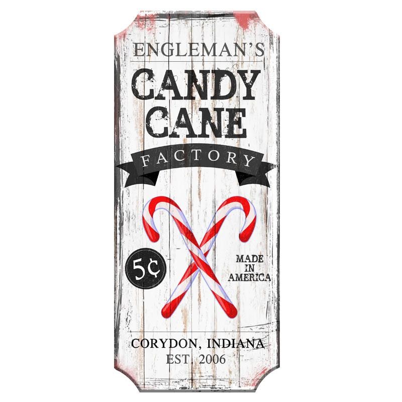 Candy Cane Factory – CUSTOMIZABLE Wood Christmas Sign