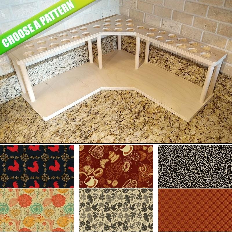 CHOOSE YOUR PATTERN – Counter Caddies – Corner Unit w/ K-Cup Holes