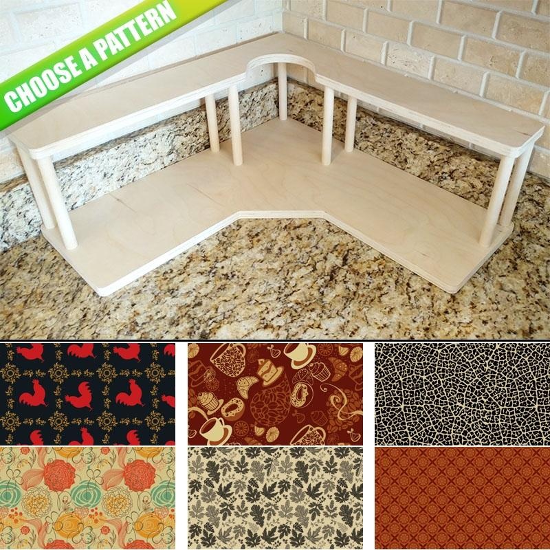 CHOOSE YOUR PATTERN – Counter Caddies – Corner Unit w/ Trash Can Inset