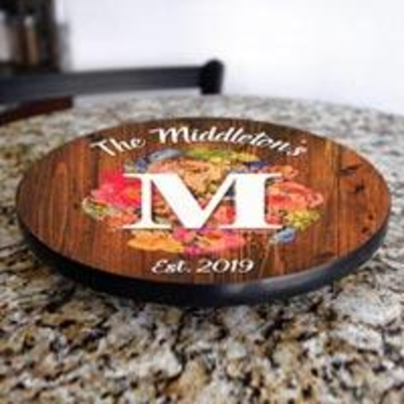 CUSTOMIZABLE Lazy Susan – FLORAL WATERCOLOR – 3 Different Sizes – Table Top – Handcrafted in USA