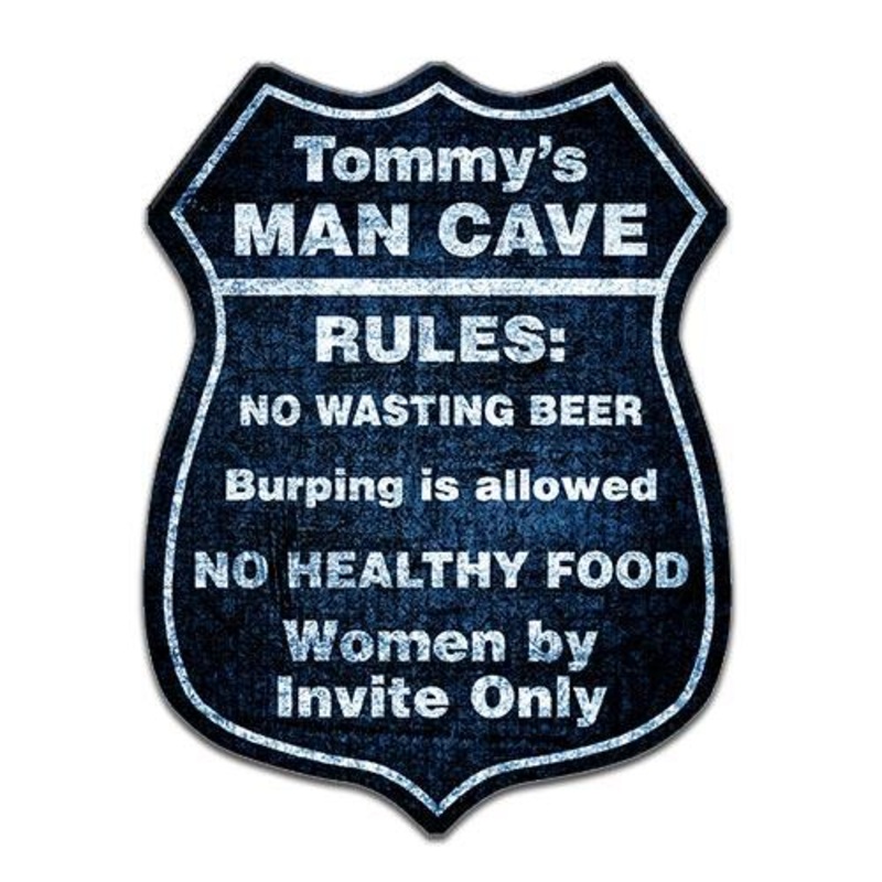 CUSTOMIZABLE Wood Shield Plaque – Man Cave – MULTIPLE COLORS – Two Sizes