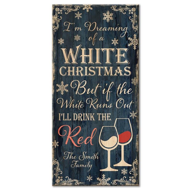 WHITE CHRISTMAS – CUSTOMIZABLE Large Wooden Bar Sign – 11 3/4 x 23 3/4