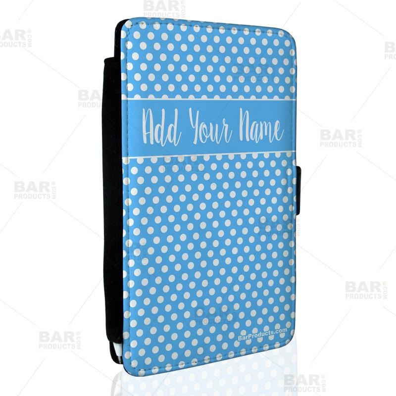 ADD YOUR NAME – Blue Polka Dots Guest Check Pad Holder