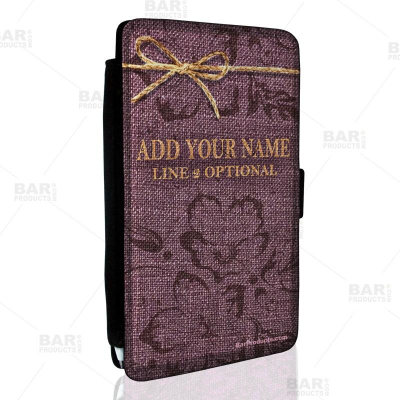 ADD YOUR NAME – Burlap Guest Check Pad Holder
