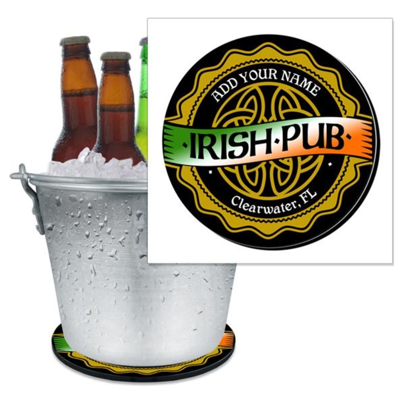 ADD YOUR NAME – Irish Pub Beer Bucket Coaster