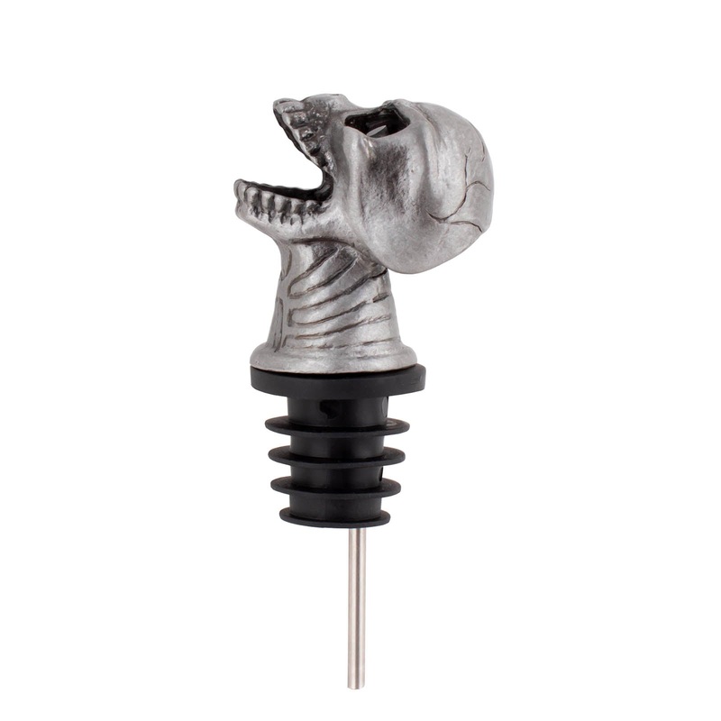BarConic Antique Pewter Plated Skull Free flow Pourer