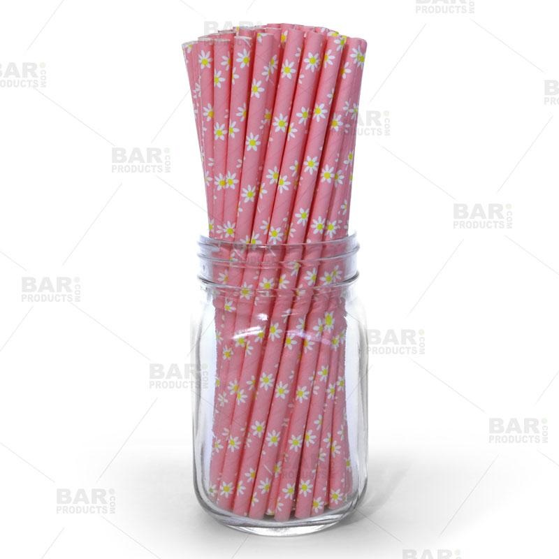 BarConic Daisy Paper Straws – 100 pack