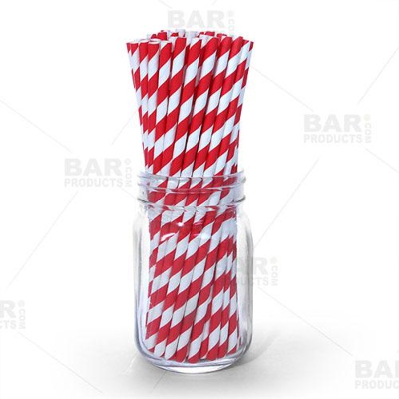 BarConic Red Stripe Paper Straws – 100 pack