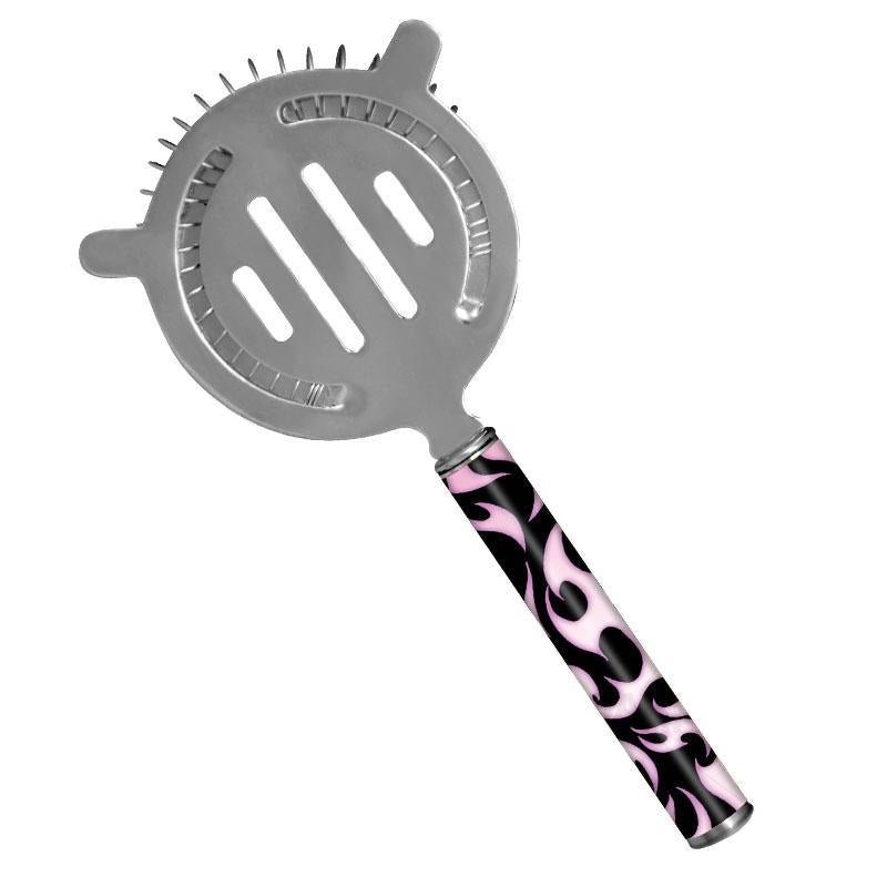 Cocktail Strainer – Pipe Handle – Pink Flames