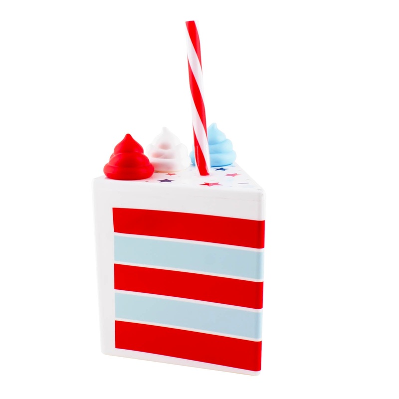 Patriotic Cake Novelty Cup W/Lid & Straw – 12 ounce  (Set of 6)