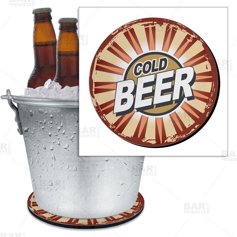 Retro Cold Beer Beer Bucket Coaster – 8.75 Diameter (Reuseable)