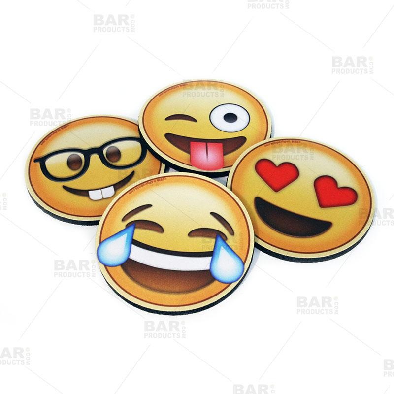 Round Foam Coasters – Emoji – 4 inch Diameter
