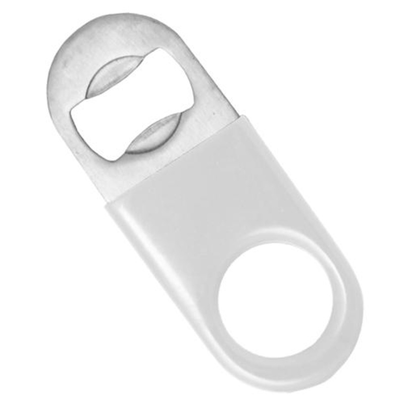 White Vinyl Rubber Grip Mini Bottle Opener / Bar Key