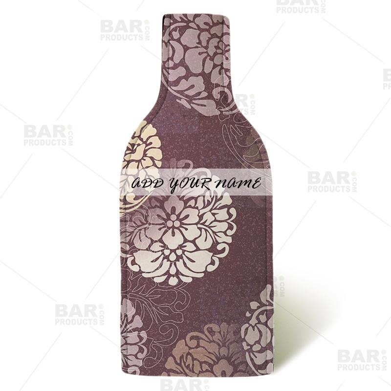 Wine Bottle Cooler with Strap – Elegant Floral – ADD YOUR NAME