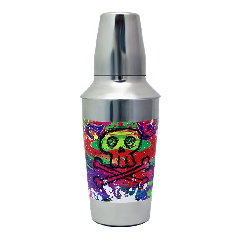 3 Piece  Designer 16oz. Cocktail Shaker – Painted Skull
