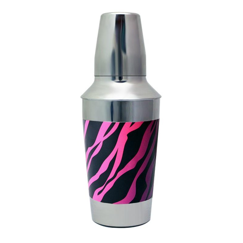 3 Piece  Designer 16oz. Cocktail Shaker – Pink Zebra