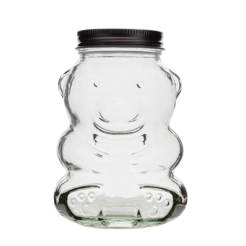 BarConic Teddy Bear Mason Jar w/ Metal Lid