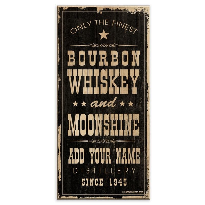 Bourbon Whiskey & Moonshine – CUSTOMIZABLE Large Vintage Wooden Bar Sign – 11 3/4 x 23 3/4