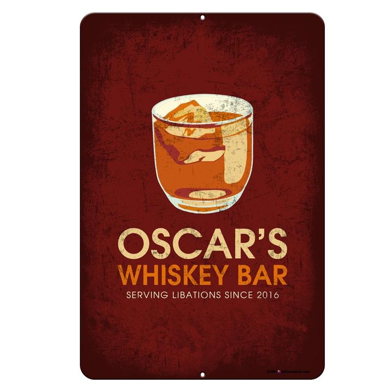 CUSTOMIZABLE Whiskey Bar Vintage Metal Bar Sign – 12 x 18