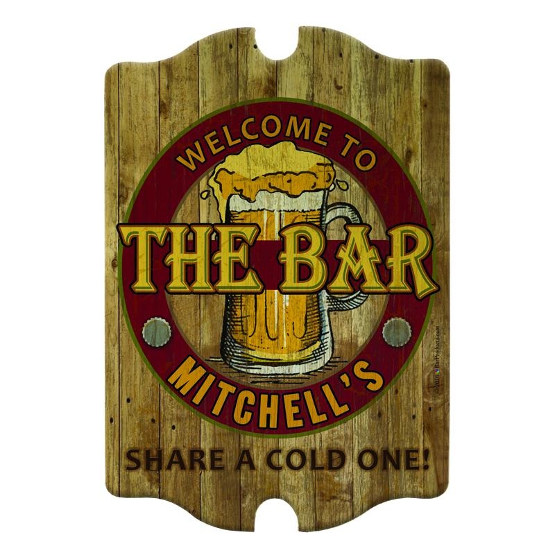 Customizable Wooden Bar Sign – Tavern Shaped – The Bar