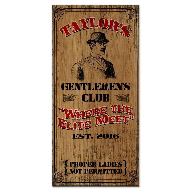 Gentlemen’s Club – CUSTOMIZABLE Large Vintage Wooden Bar Sign