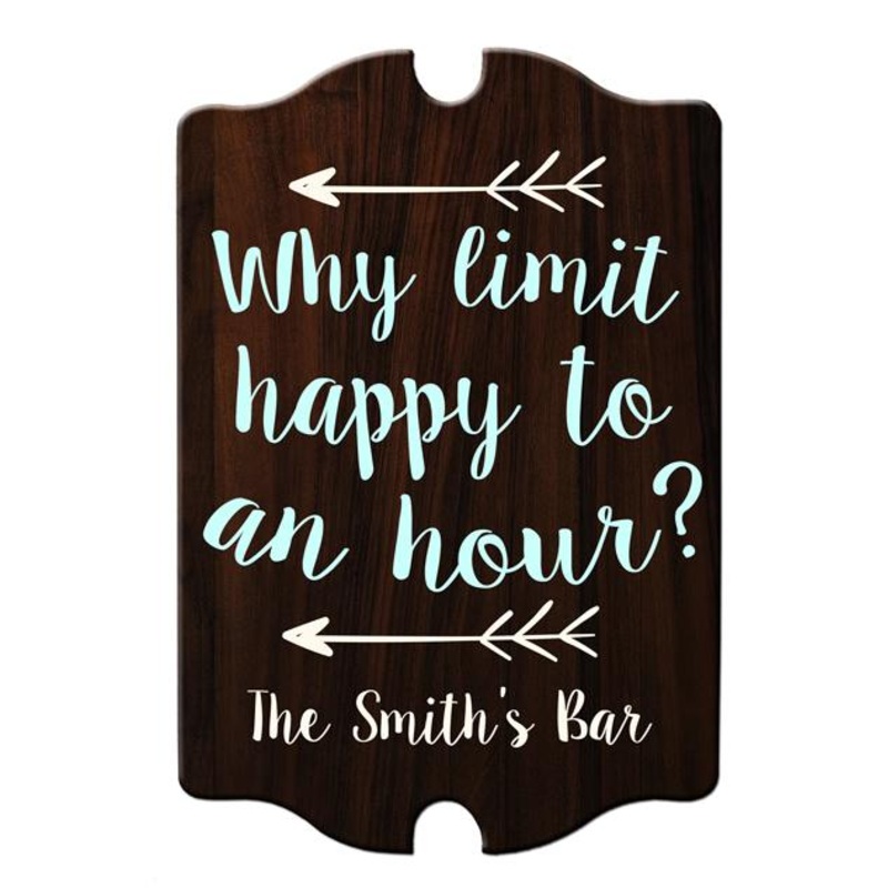 Happy Hour – Custom Tavern Shaped Wood Bar Sign