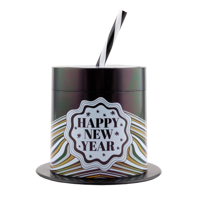 Happy New Year Top Hat Novelty Cup with Lid & Straw – 14oz