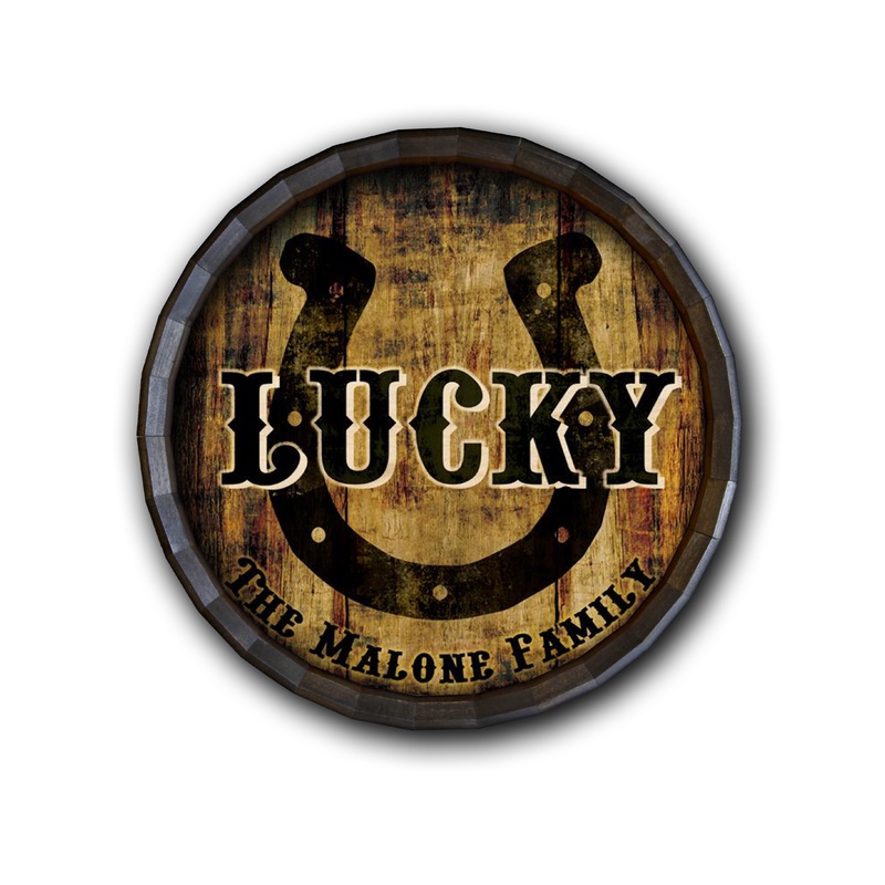 Lucky Horseshoe Custom Wood Barrel Top Sign