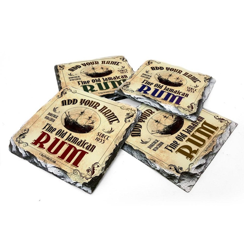 Rum Themed CUSTOMIZABLE Rock Slate Coaster