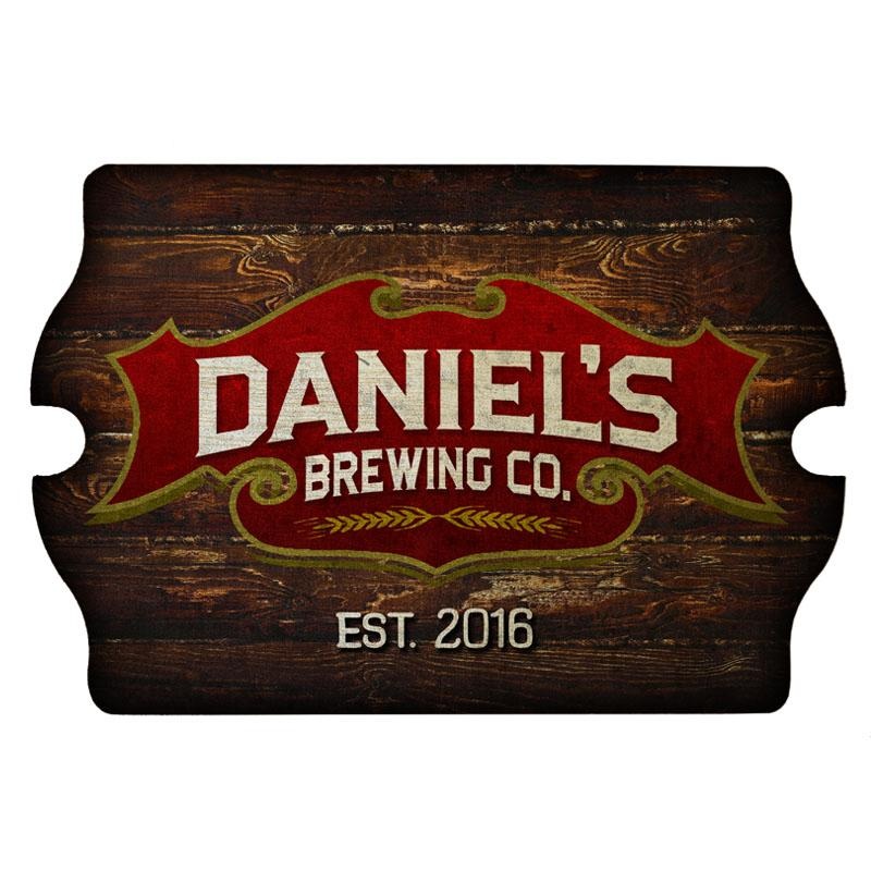 Tavern Shaped Wood Bar Sign – Brewing Company – CUSTOMIZABLE