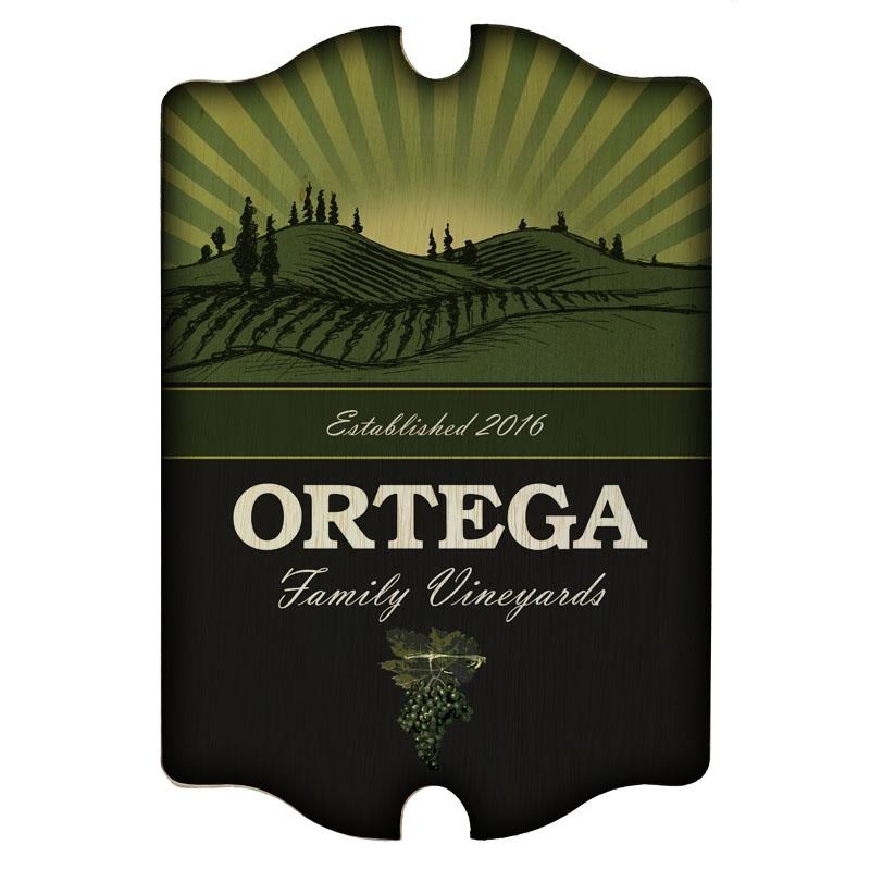 Tavern Shaped Wood Bar Sign – Family Vineyards – CUSTOMIZABLE