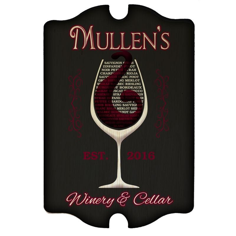 Tavern Shaped Wood Bar Sign – Winery and Cellar – CUSTOMIZABLE