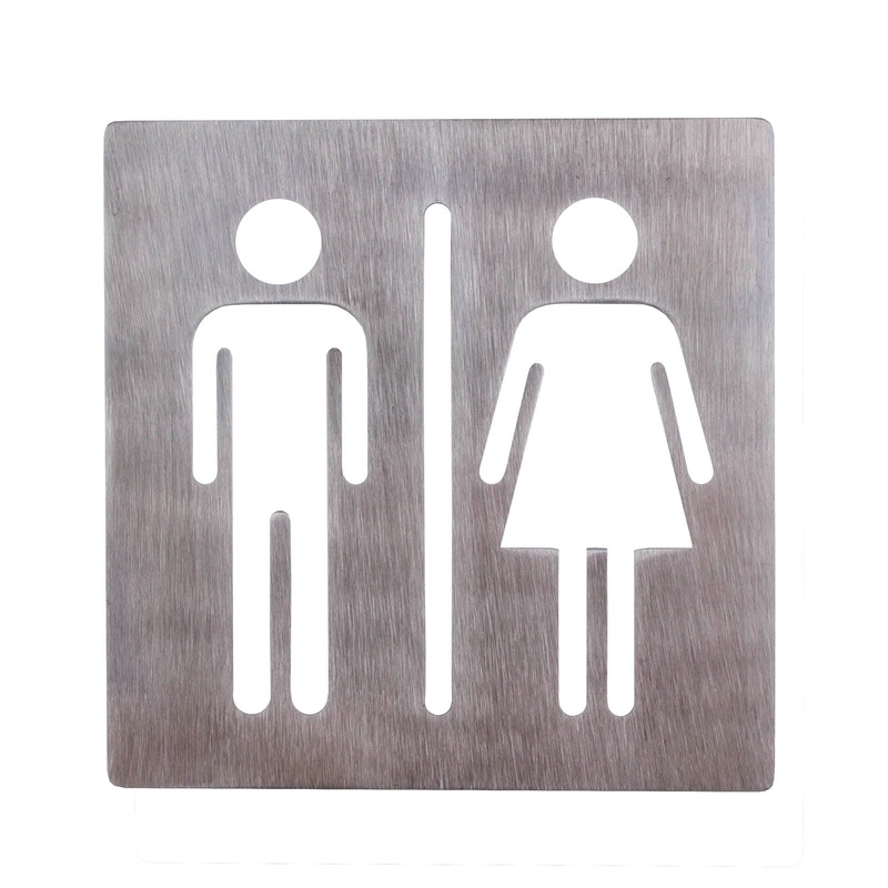 Unisex Restroom Sign – Stainless Steel – 4 x 5