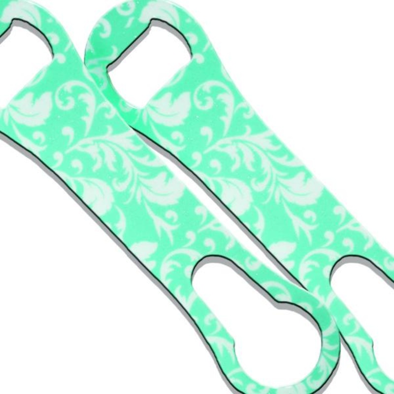 V-Rod Floral Green Glitter Bottle Opener