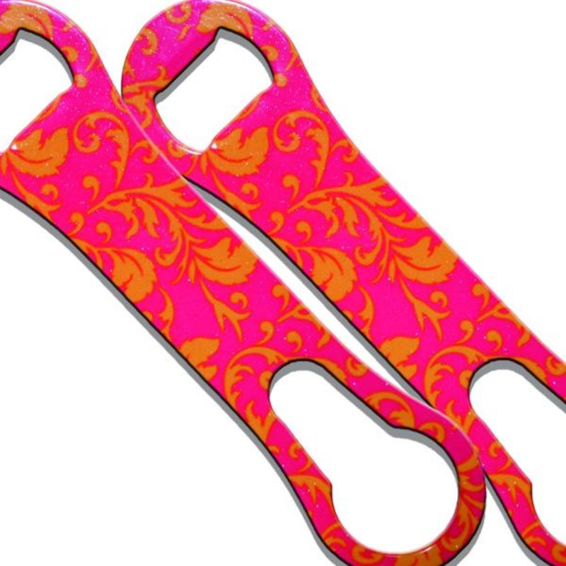 V-Rod Floral Pink/Orange Glitter Bottle Opener