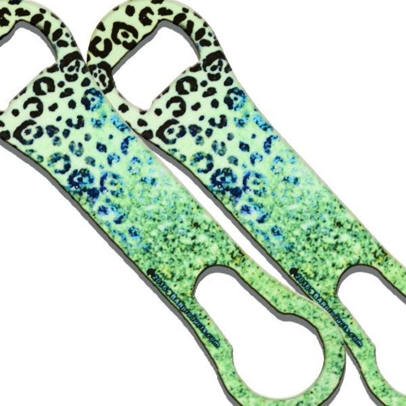 V-Rod Green Leopard Glitter Bottle Opener