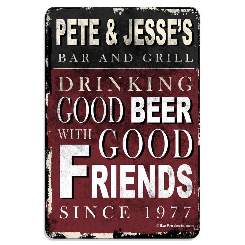 Vintage Metal Bar Sign – 12 x 18 – CUSTOMIZABLE Bar and Grill