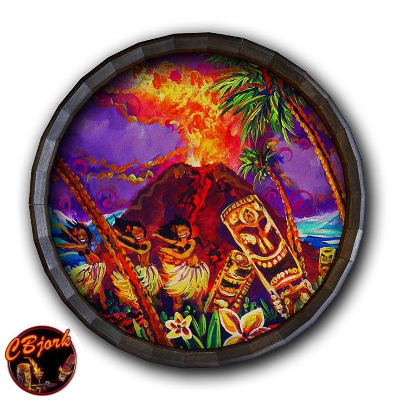Bar Wood Barrel Top Sign/Clock – Tiki Hula Show