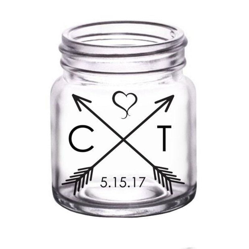 CUSTOMIZABLE Clear Mini Mason Jar Shot Glass – Arrow – 2oz