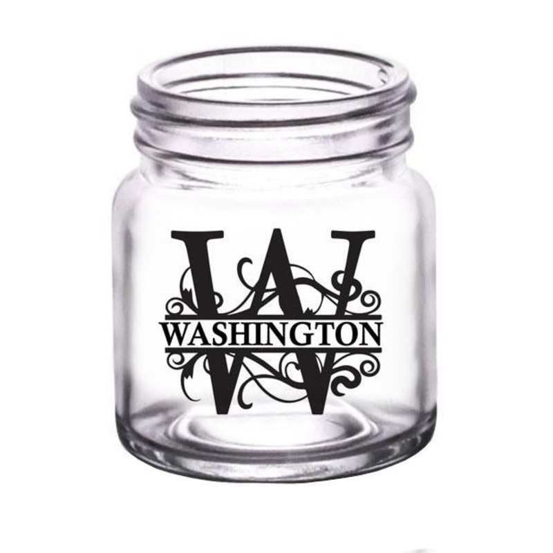 CUSTOMIZABLE Clear Mini Mason Jar Shot Glass – Monogram – 2oz