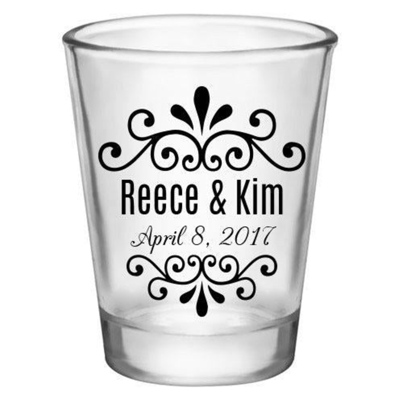 CUSTOMIZABLE Clear Shot Glass – Wedding Embellishment – 1.75oz
