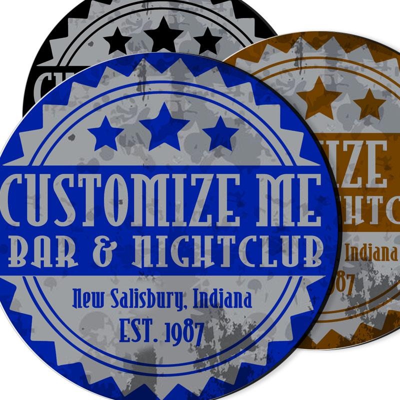 CUSTOMIZABLE Coaster – Badge Design – 4in Round Foam