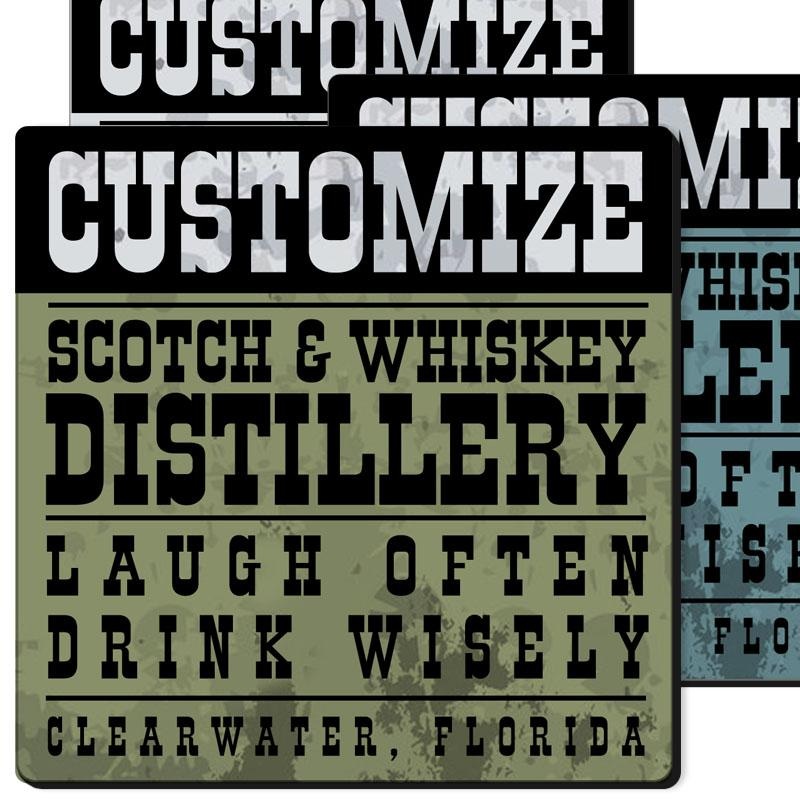 CUSTOMIZABLE Coaster – Distillery Design – 3.5in Square Foam