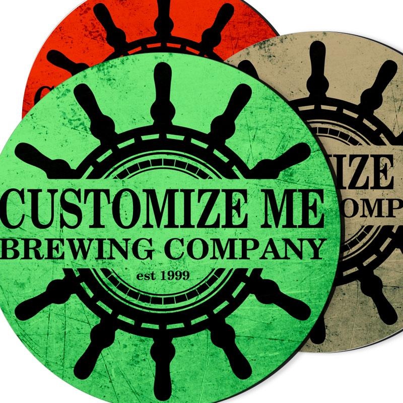 CUSTOMIZABLE Coaster – Ship Wheel Design – 4in Round Foam