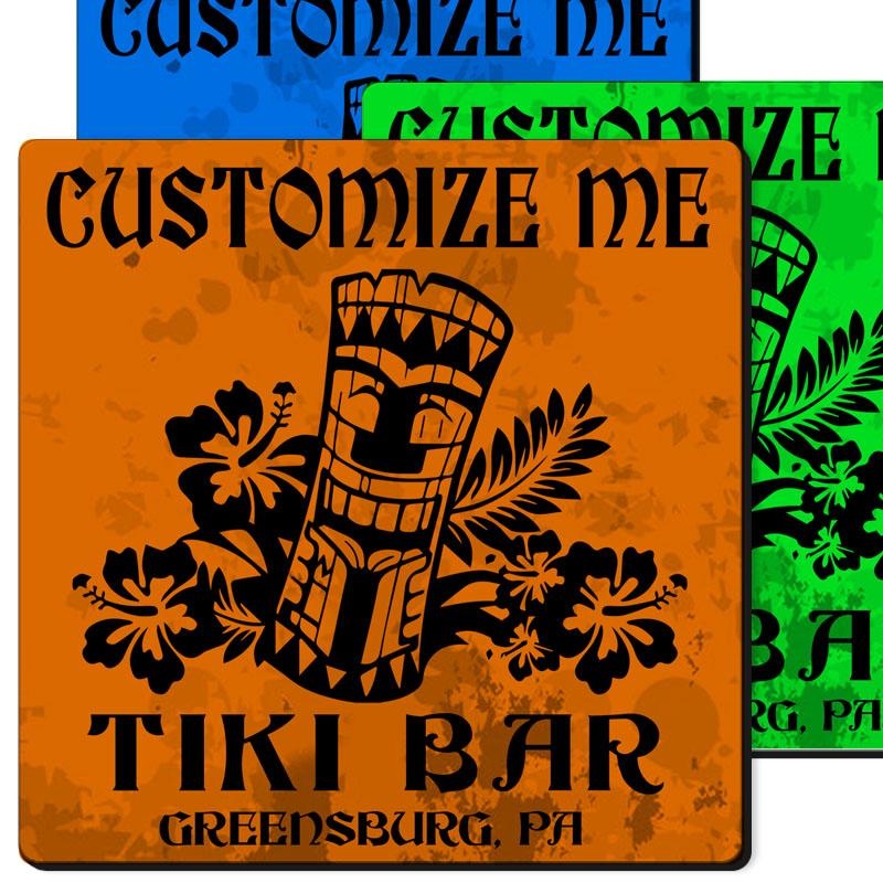 CUSTOMIZABLE Coaster -Tiki Design – 3.5in Square Foam