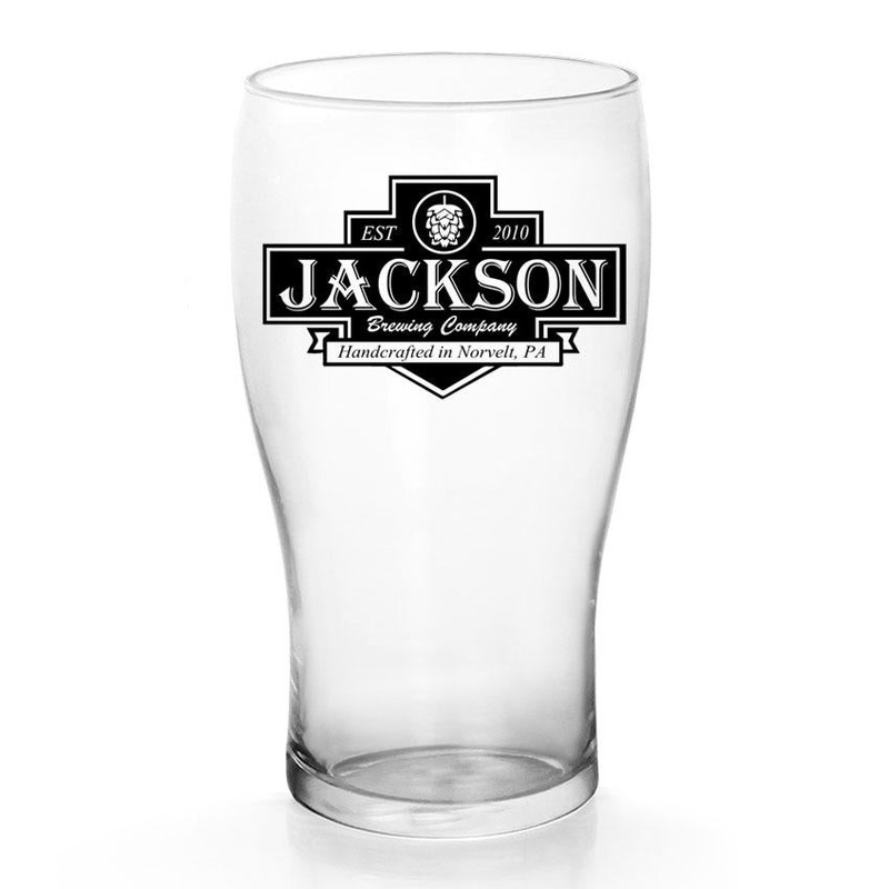CUSTOMIZABLE Imperial Pub Glass – Brewing Company Badge – 20oz
