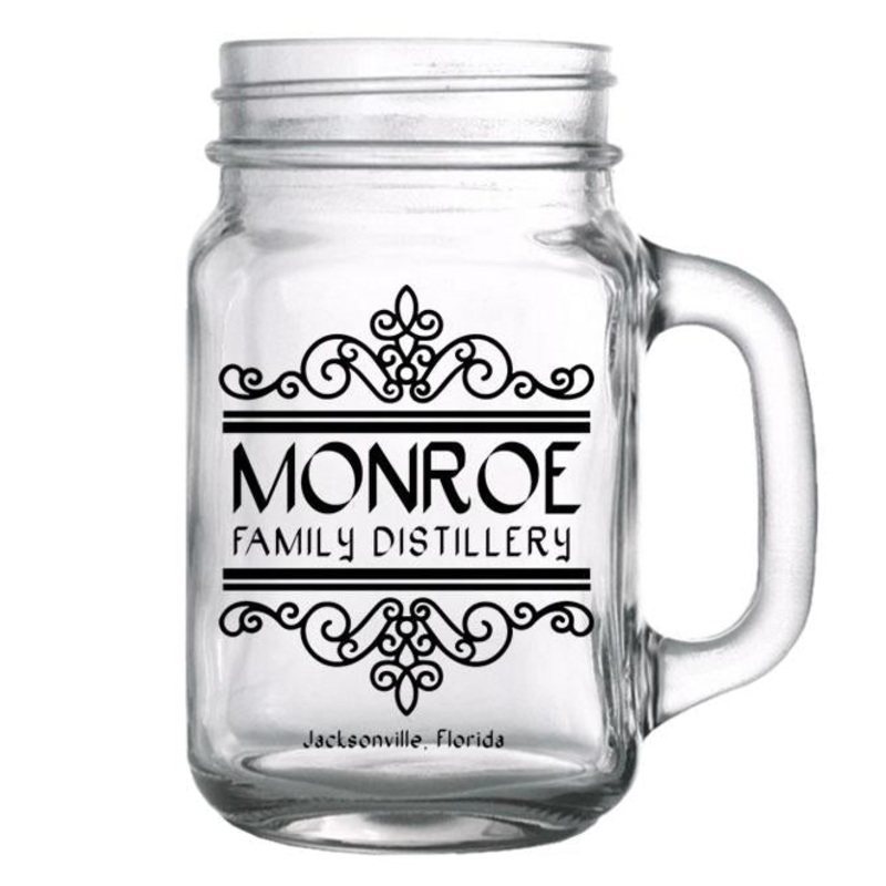 CUSTOMIZABLE Mason Jar with Handle – Calligraphy – 16oz