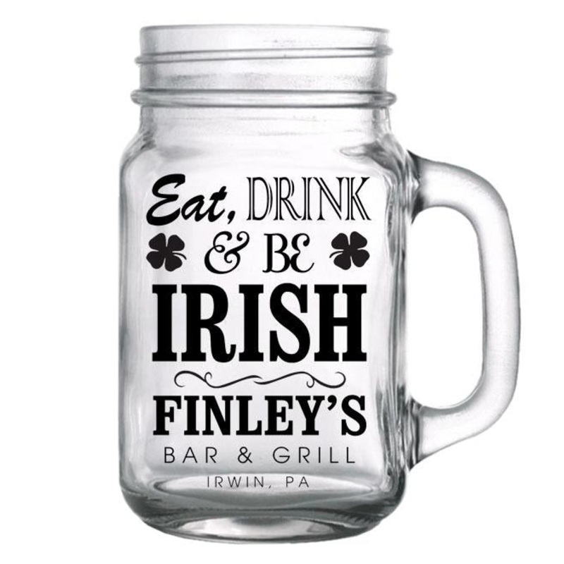 CUSTOMIZABLE Mason Jar with Handle – Irish – 16oz