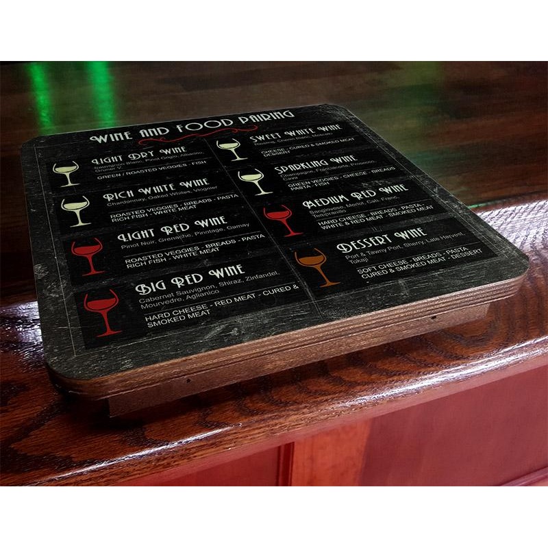 Drunk Bunk – Wine and Food Pairing Chart Bar Top Dining Platform