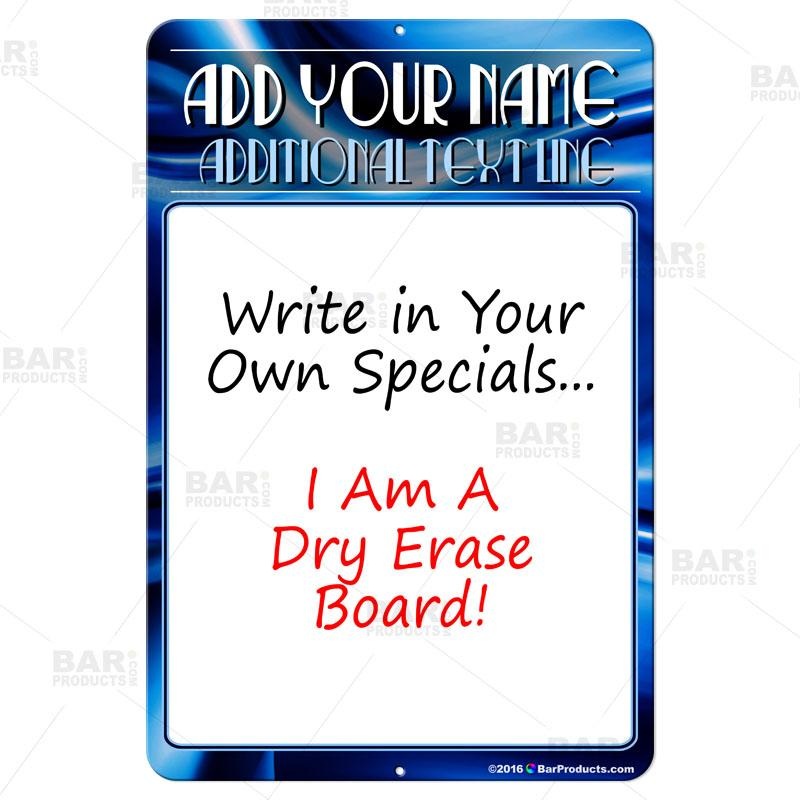 Dry Erase Specials Sign – ADD YOUR NAME – Blue Abstract Template
